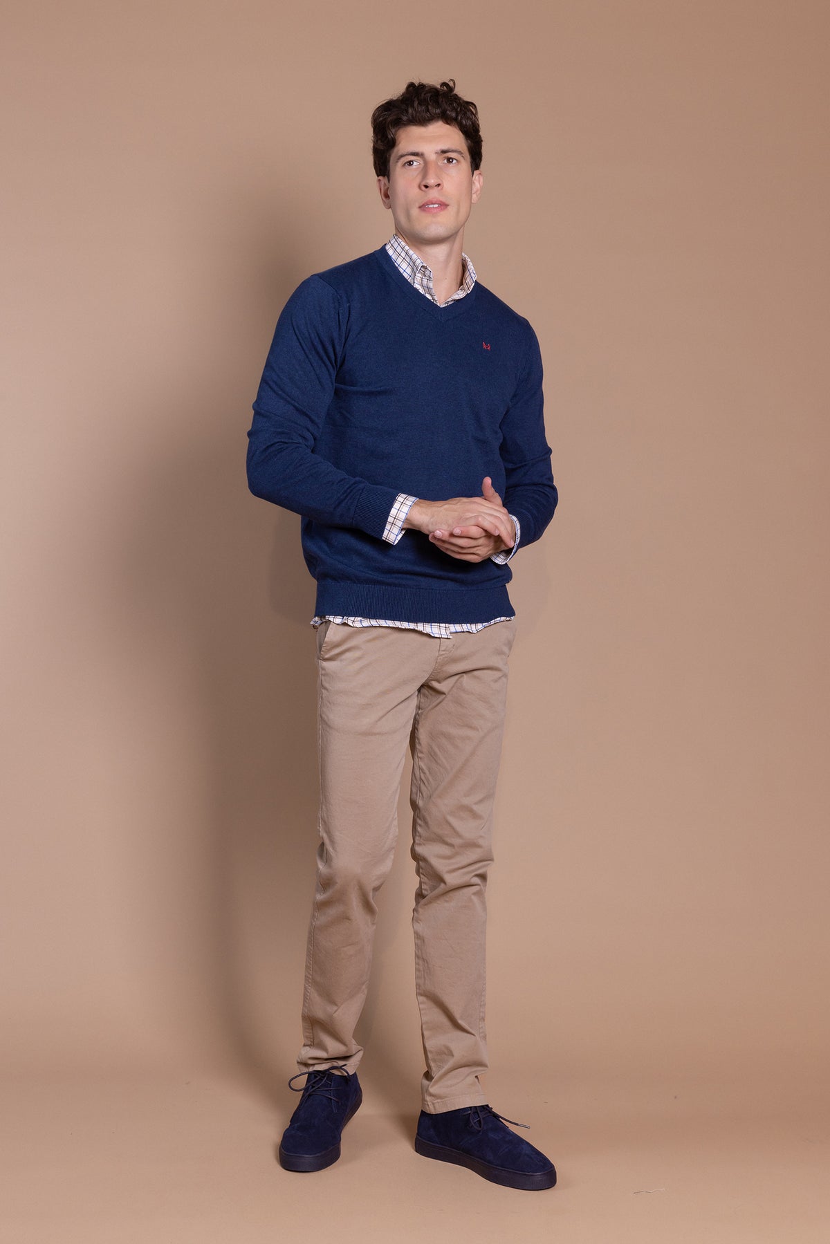 Jersey Básico Cuello Pico Azul Indigo