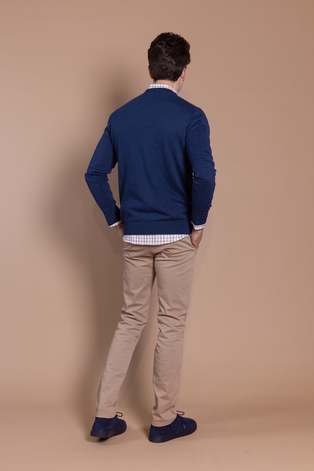 Jersey Básico Cuello Pico Azul Indigo