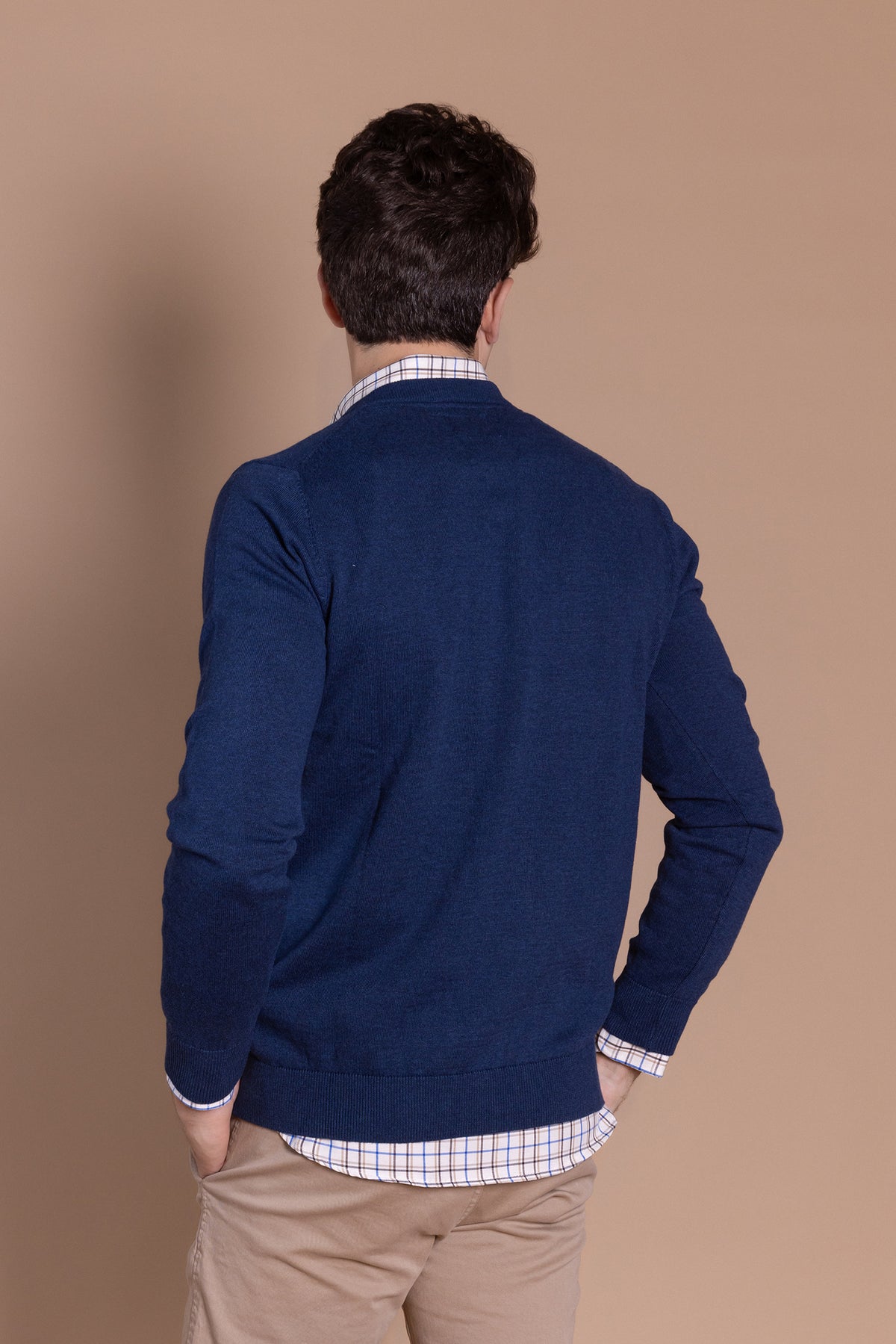 Jersey Básico Cuello Pico Azul Indigo