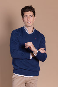 Jersey Básico Cuello Pico Azul Indigo