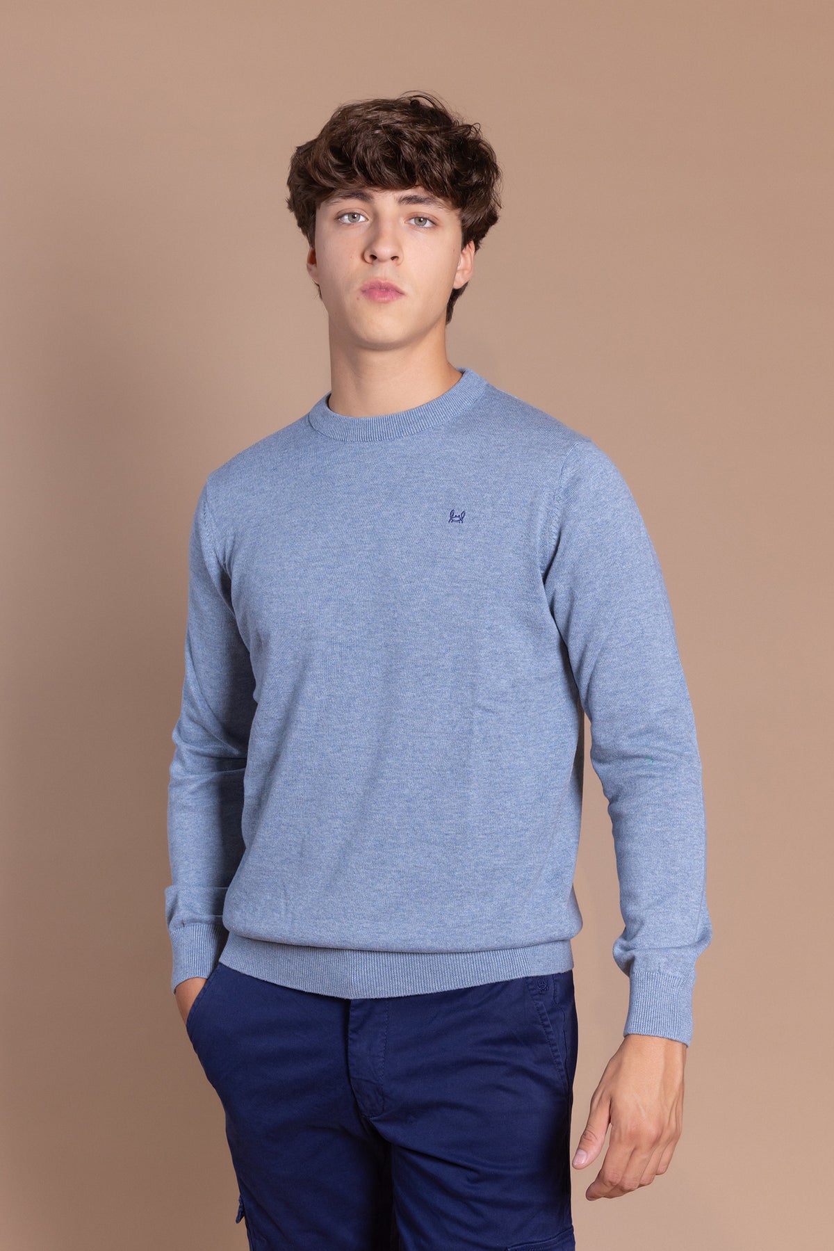 Jersey Básico Cuello Redondo Azul Celeste