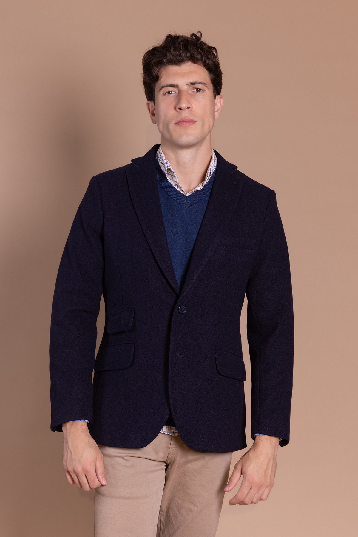 Americana Con Chaleco Desmontable Azul Marino