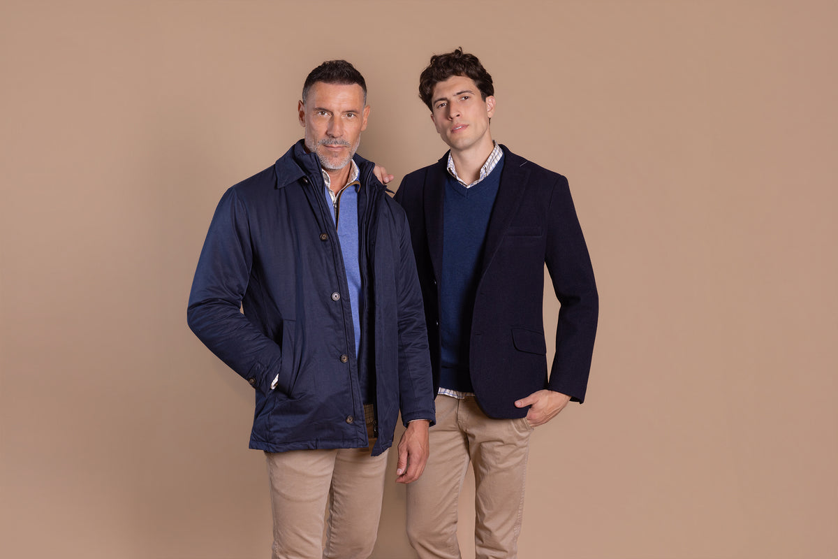 Americana Con Chaleco Desmontable Azul Marino