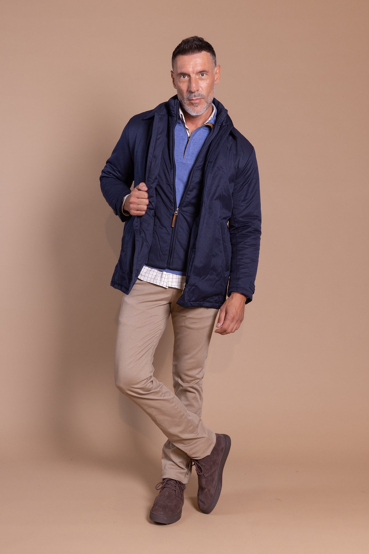 Gabardina Desmontable Azul Marino