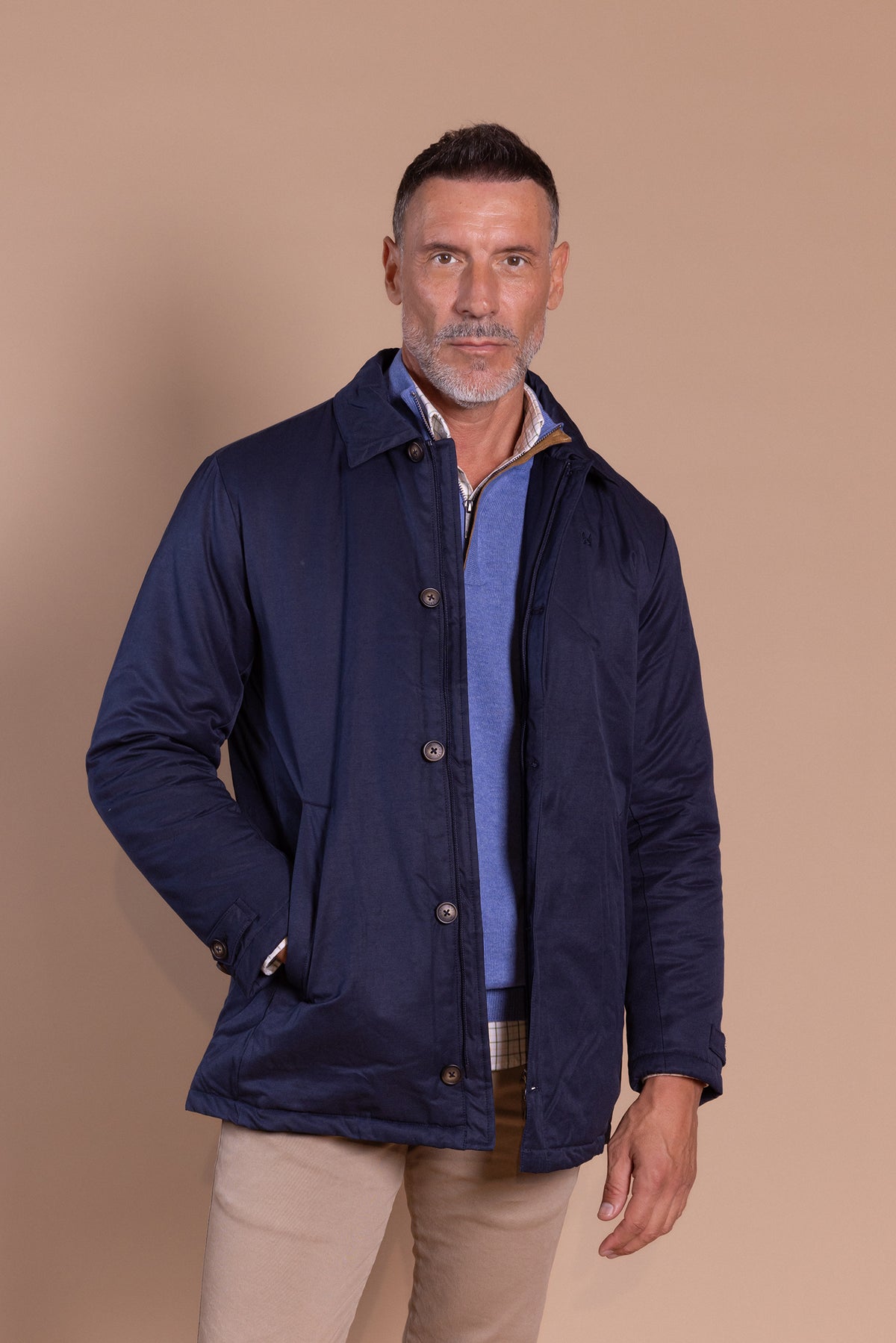 Gabardina Desmontable Azul Marino