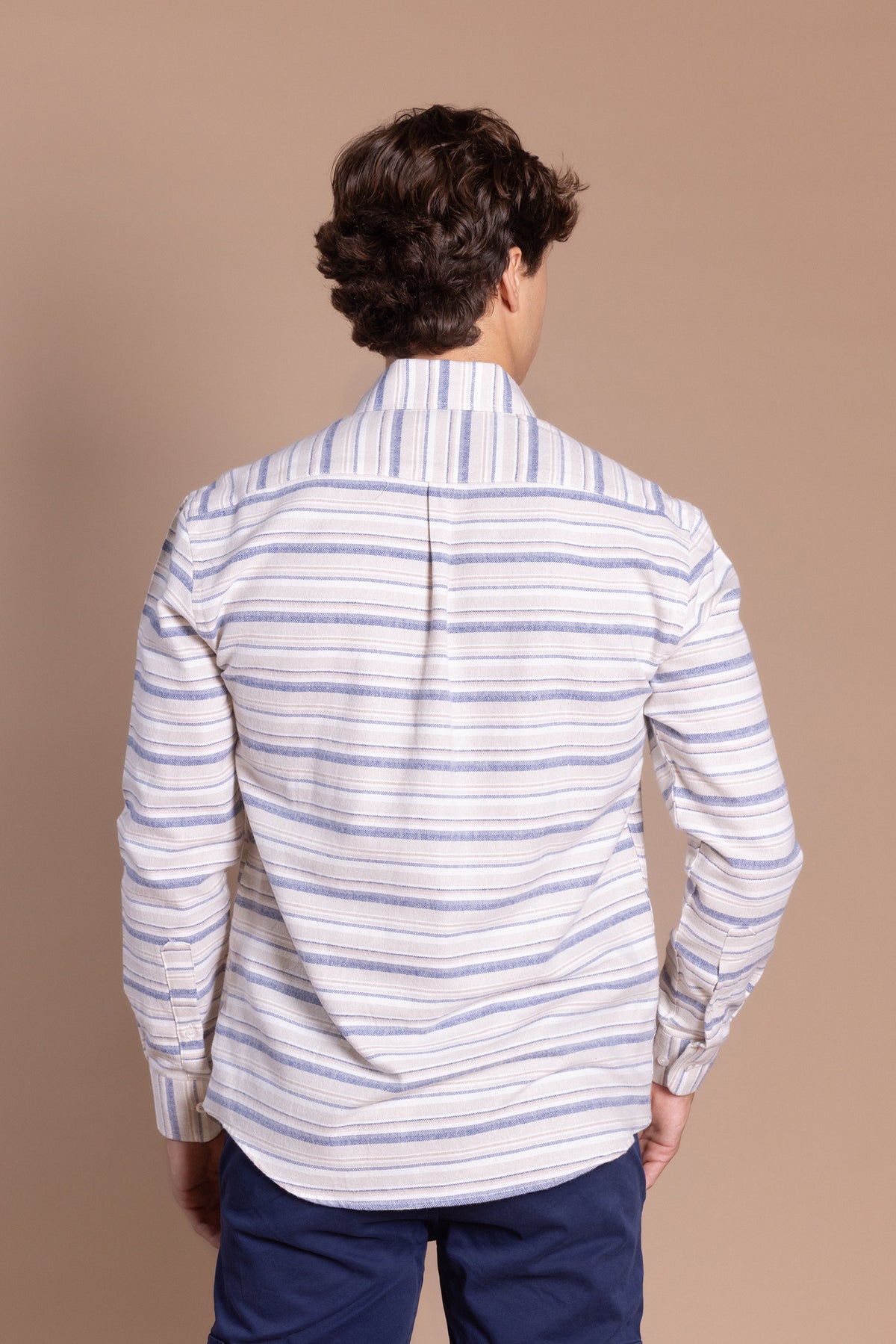 Camisa Franela Raya Horizontal Azul | Carcabuey