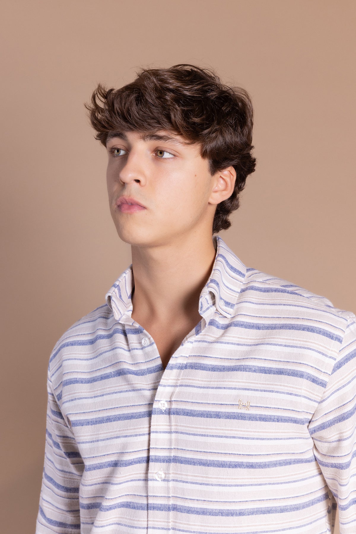 Camisa Franela Raya Horizontal Azul | Carcabuey