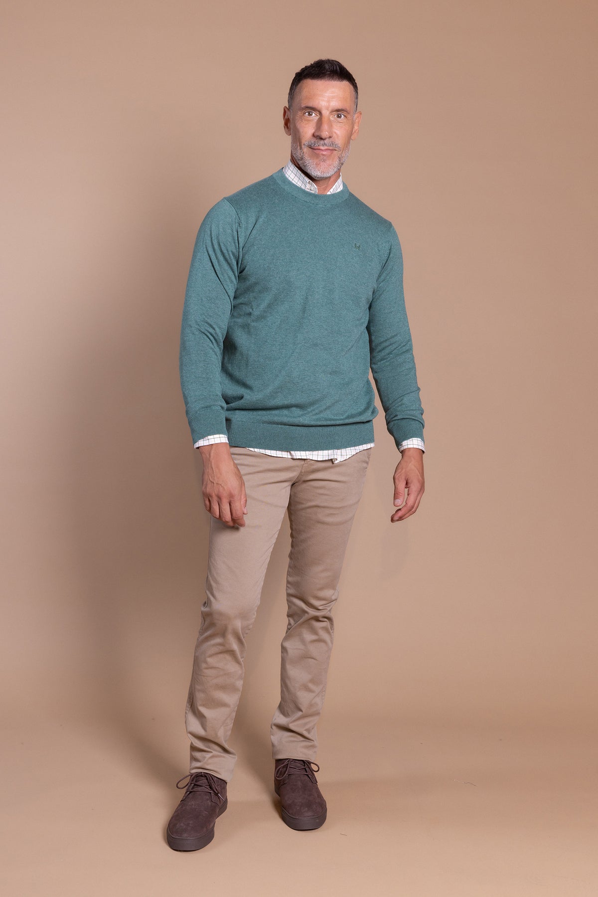 Jersey Básico Cuello Redondo Verde Medio