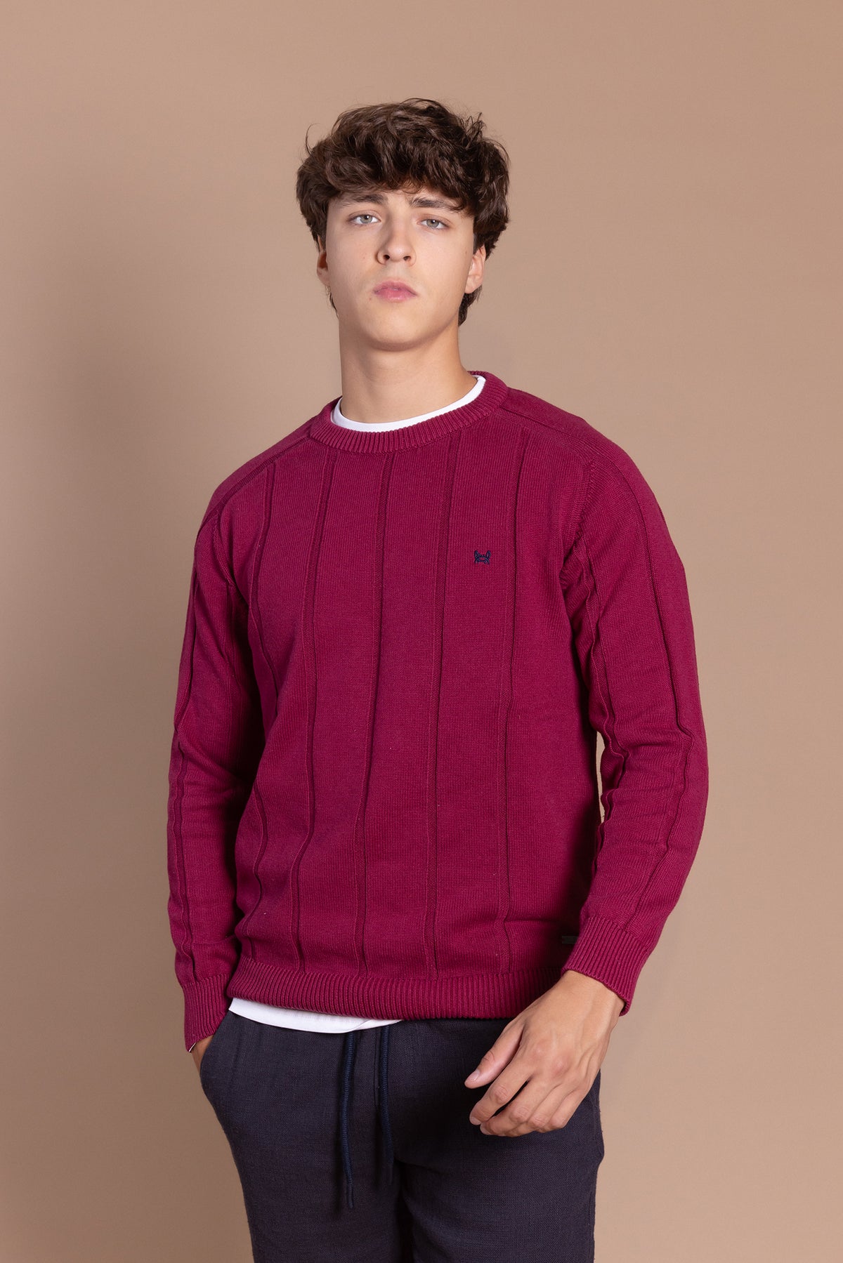 Jersey Raya Vertical Burdeos