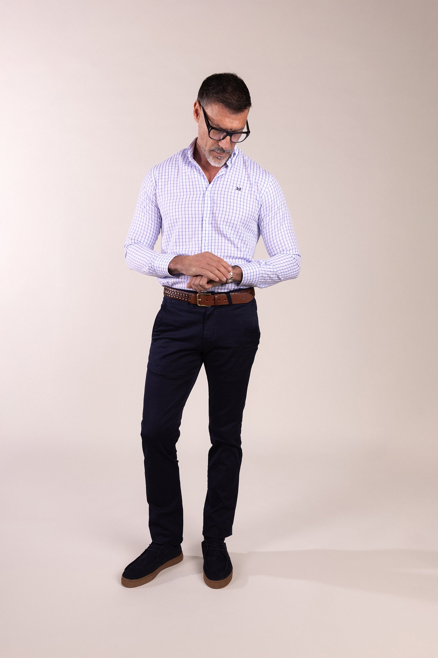 Camisa Cuadros Algodón Celeste | Eibar