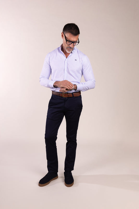 Camisa Cuadros Algodón Celeste | Eibar