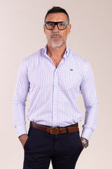 Camisa Cuadros Algodón Celeste | Eibar