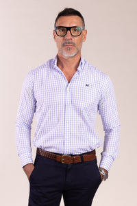 Camisa Cuadros Algodón Celeste | Eibar
