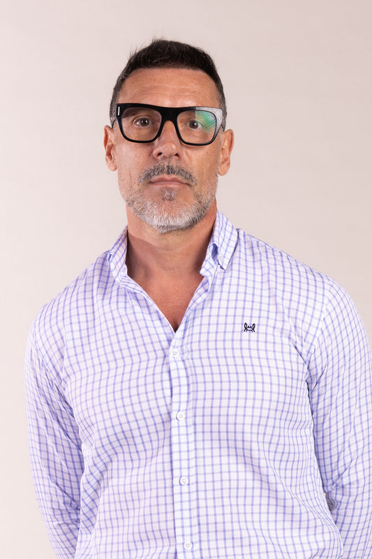 Camisa Cuadros Algodón Celeste | Eibar