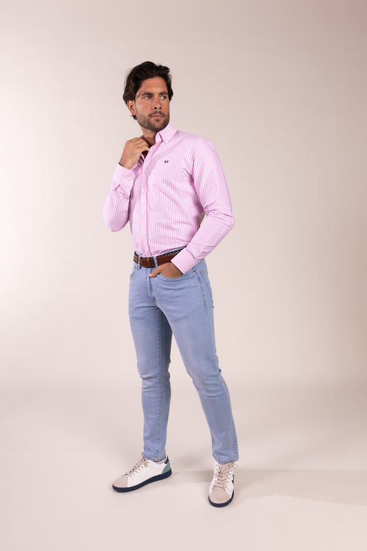 Camisa Rayas Oxford Rosa | Sevilla