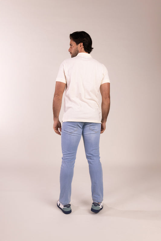 Polo Básico Manga Corta Crema