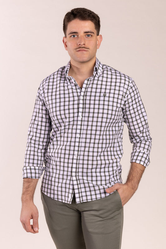 Camisa Cuadro Kaki | Santoña