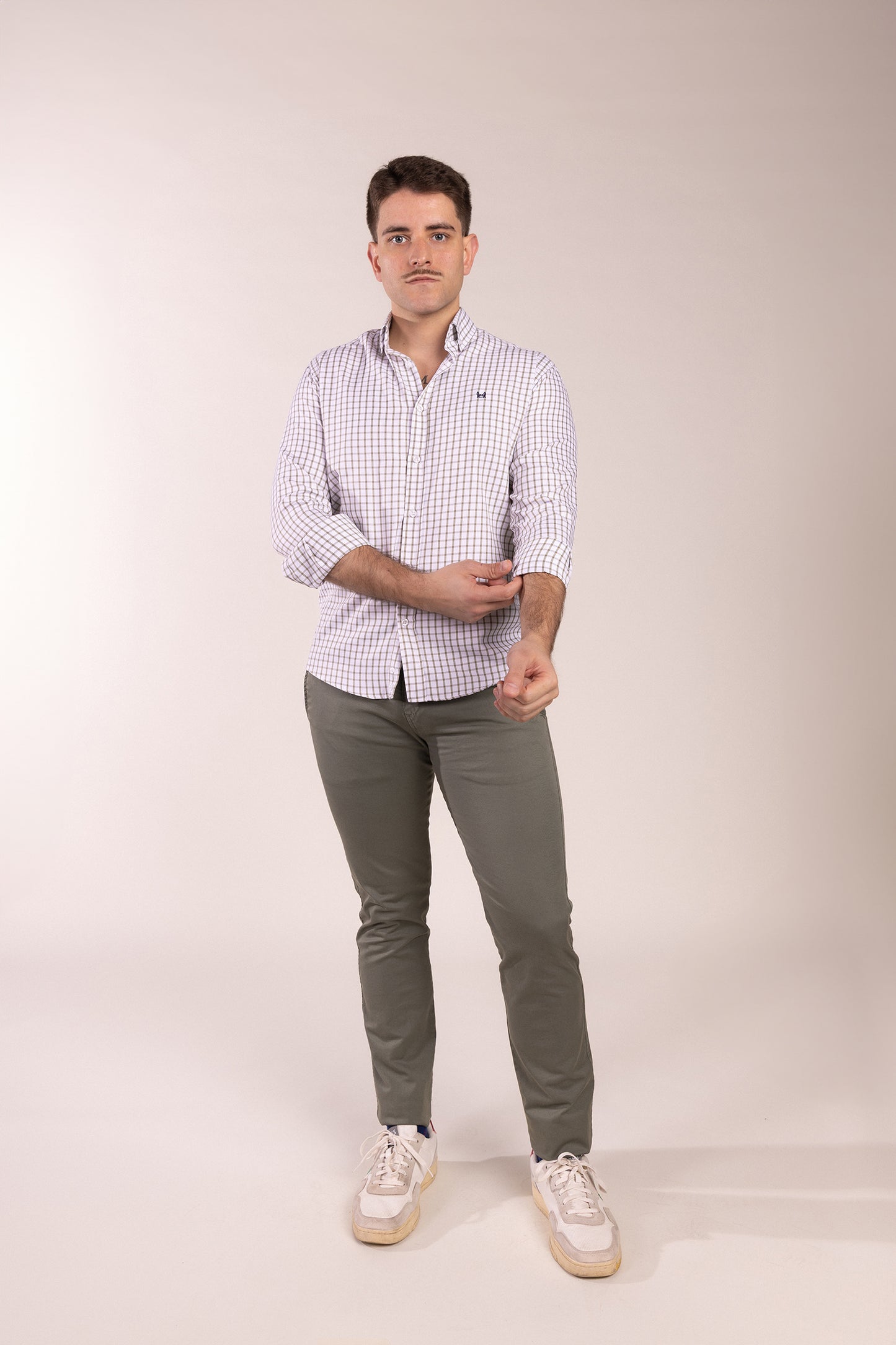 Camisa Cuadros Algodón Kaki | Eibar