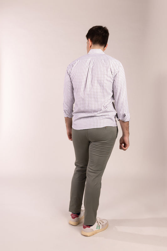 Camisa Cuadros Algodón Kaki | Eibar