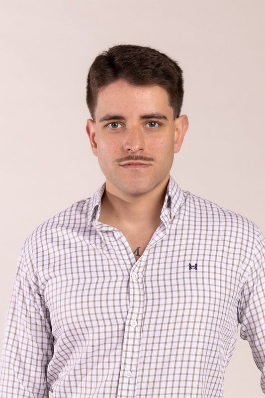 Camisa Cuadros Algodón Kaki | Eibar