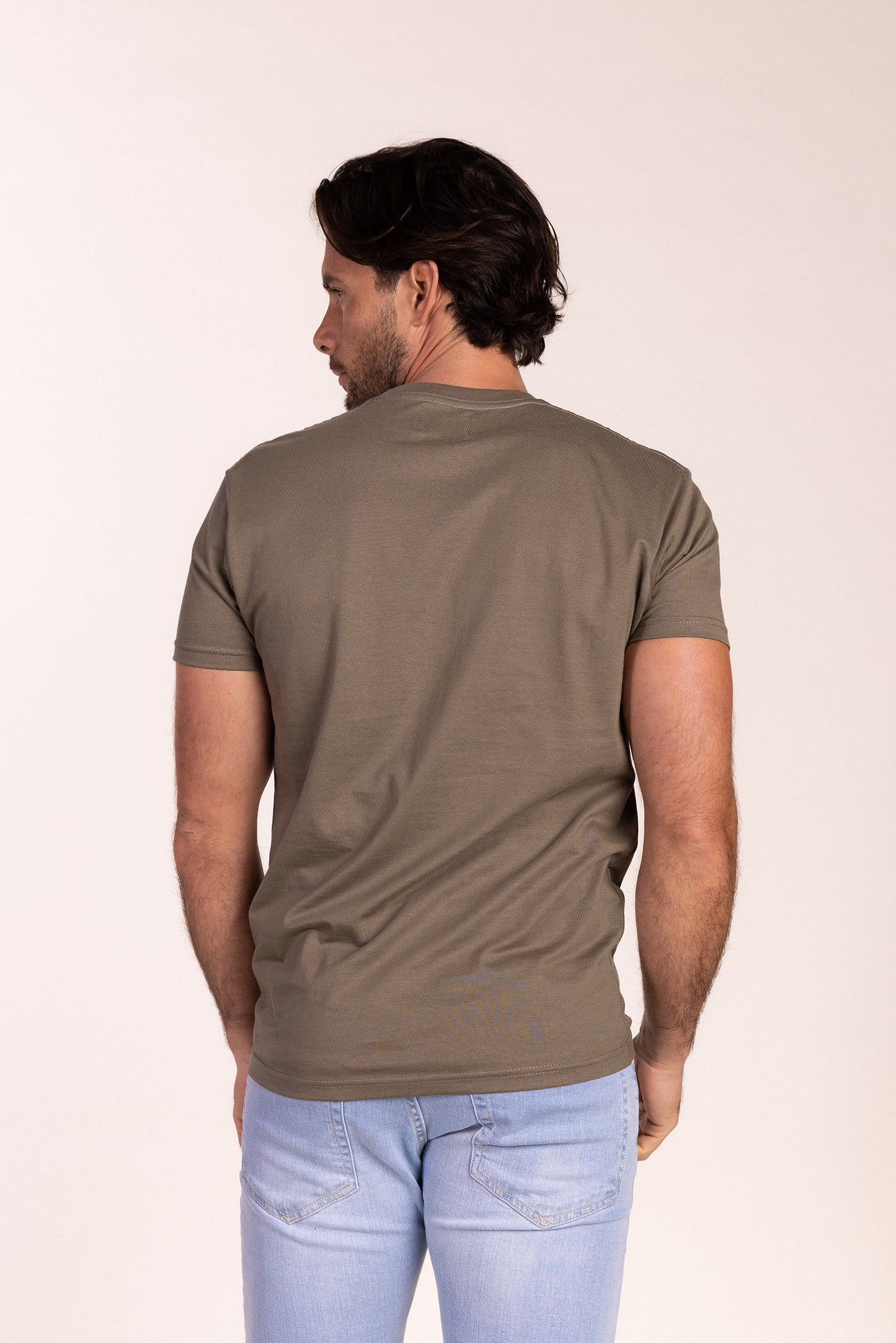 Camiseta Básica Manga Corta Verde Kaki