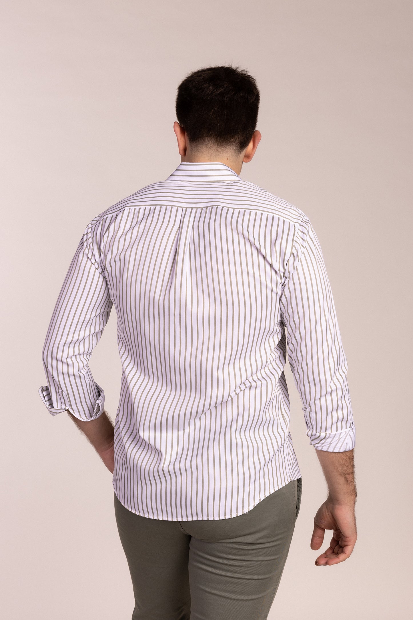 Camisa Popelin Rayas Kaki | Úbeda