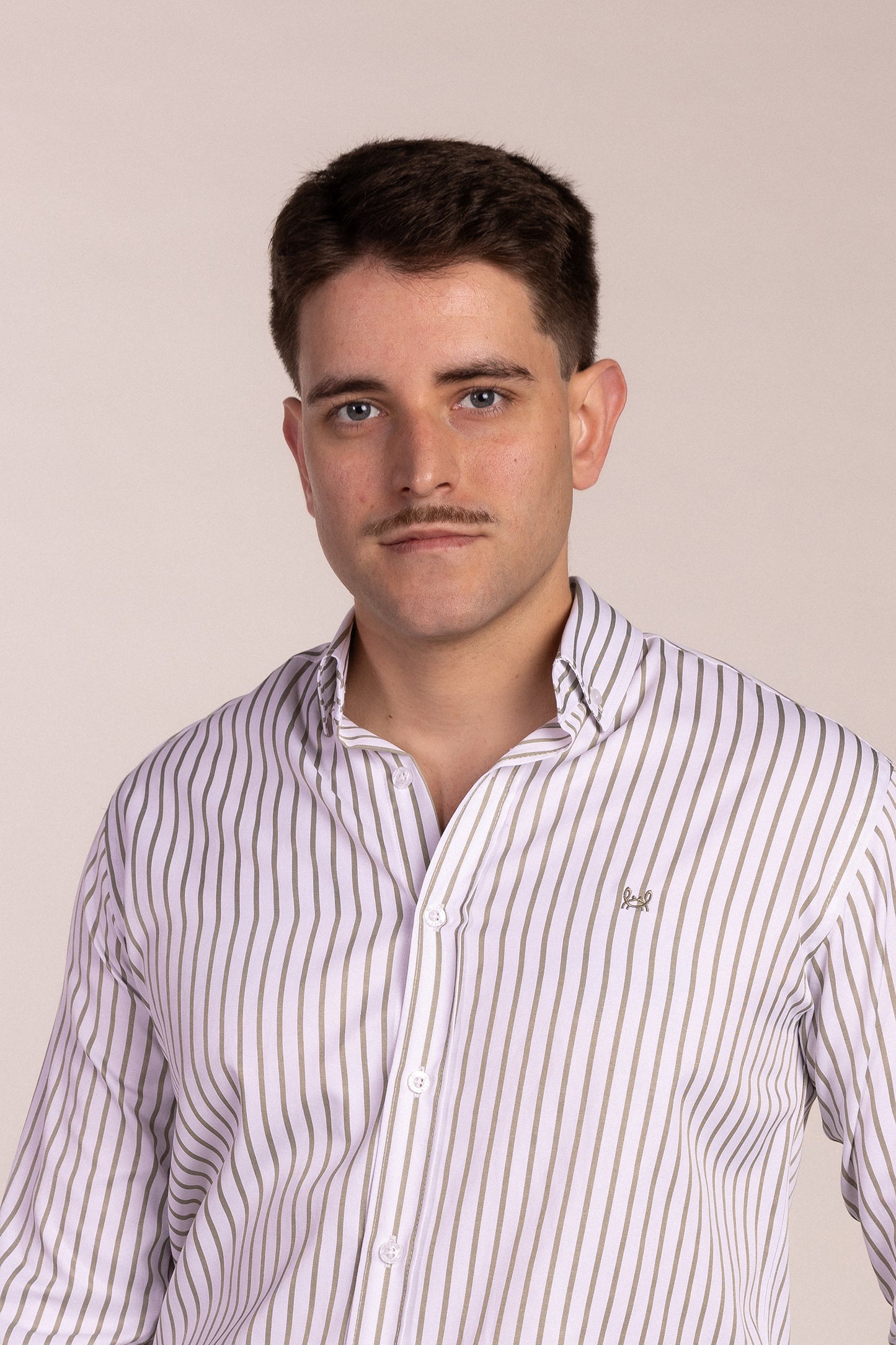 Camisa Popelin Rayas Kaki | Úbeda