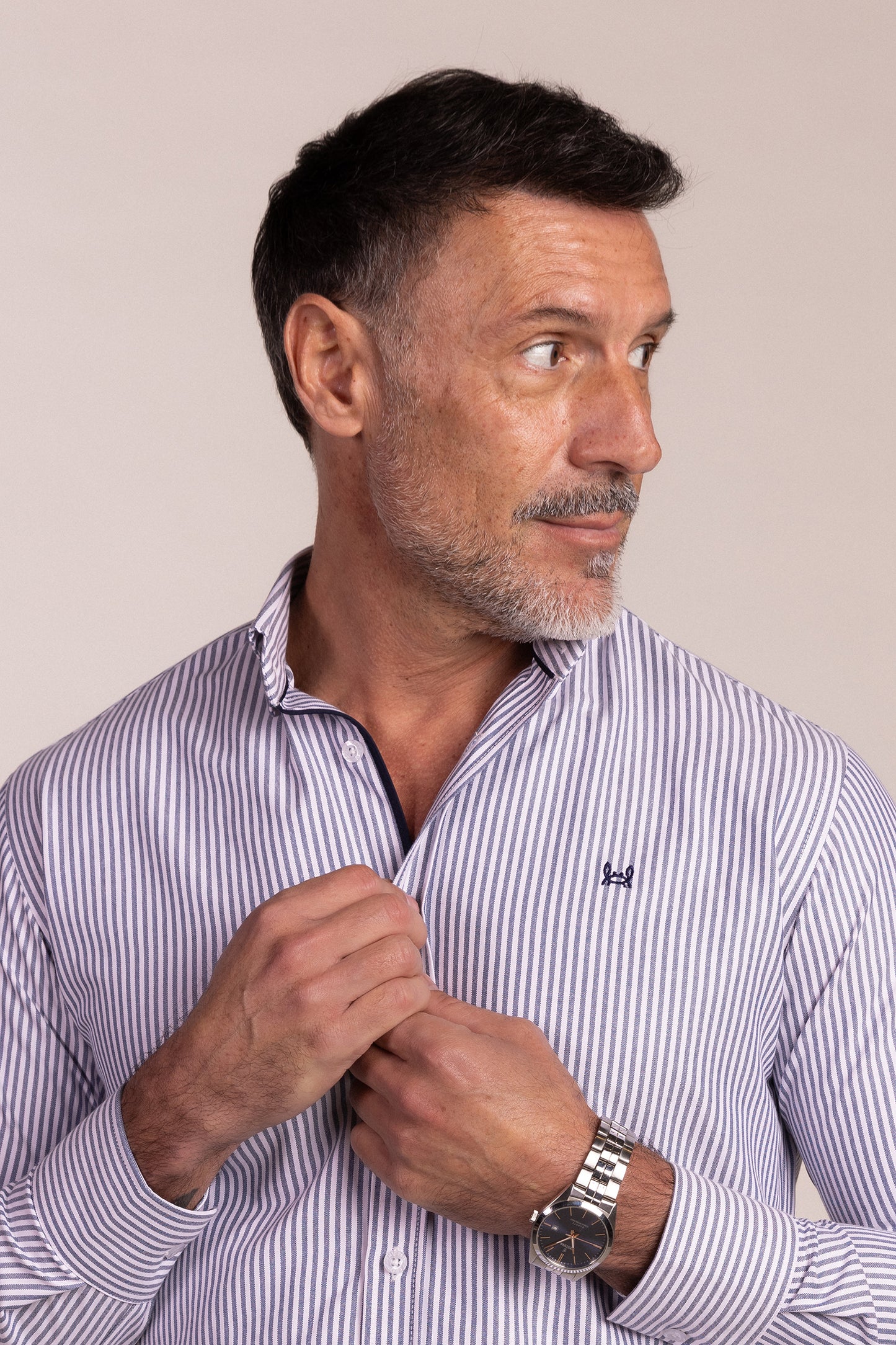 Camisa Rayas Oxford Marino | Lucena