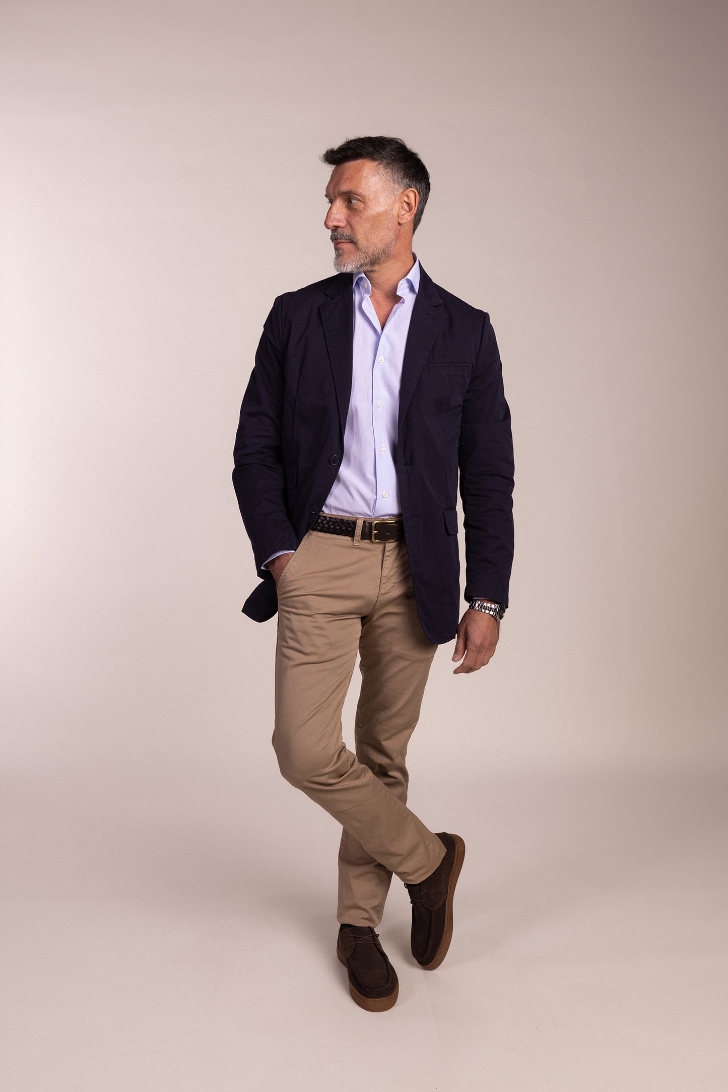 Americana Algodón Azul Marino