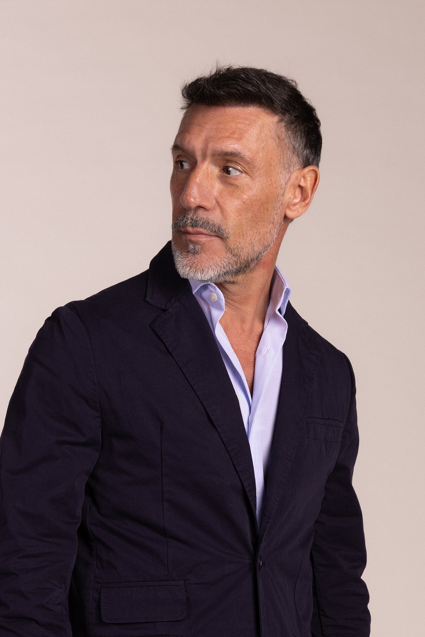 Americana Algodón Azul Marino