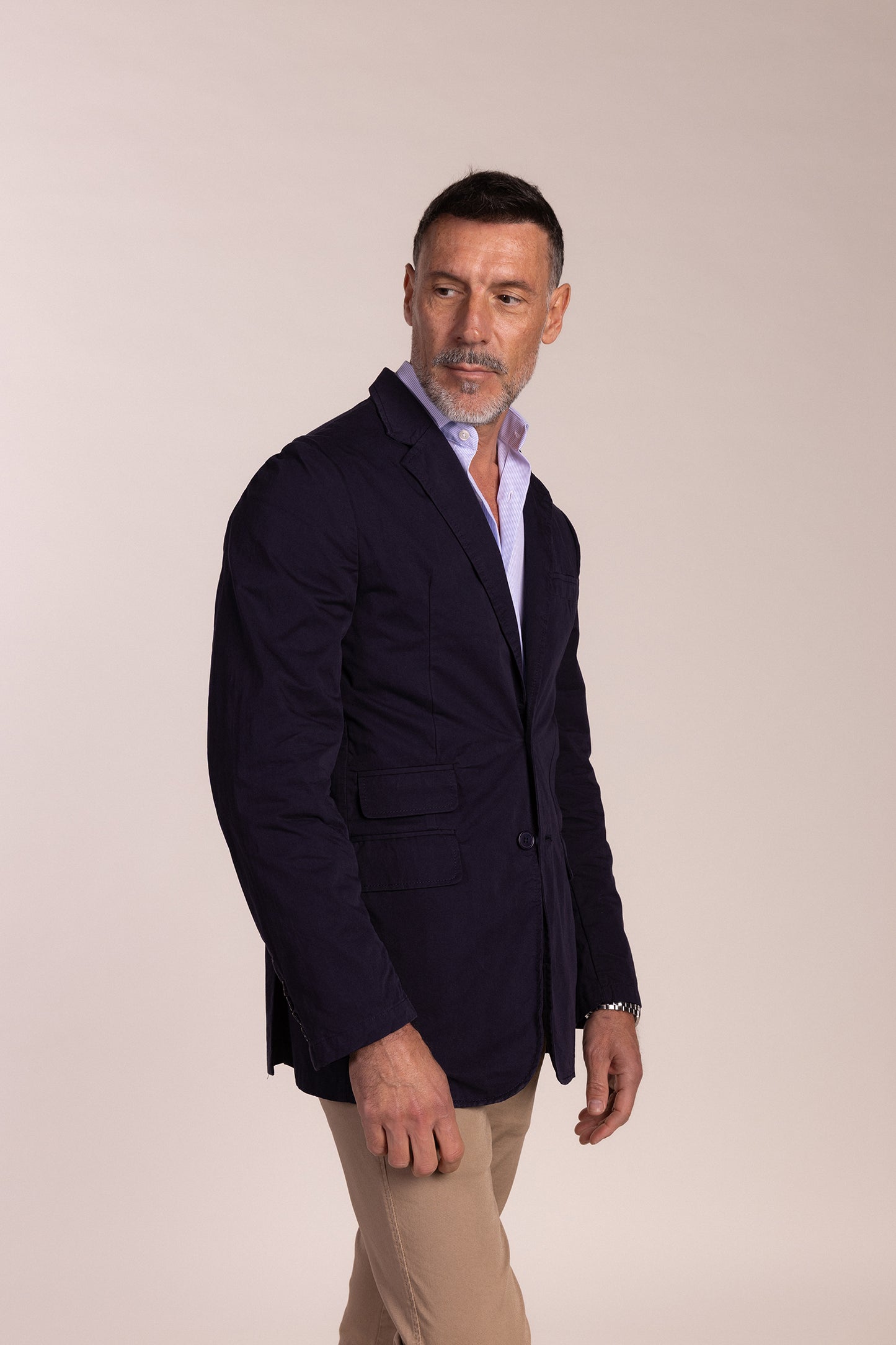 Americana Algodón Azul Marino