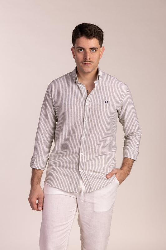 Camisa Lino Raya Kaki | Ubrique