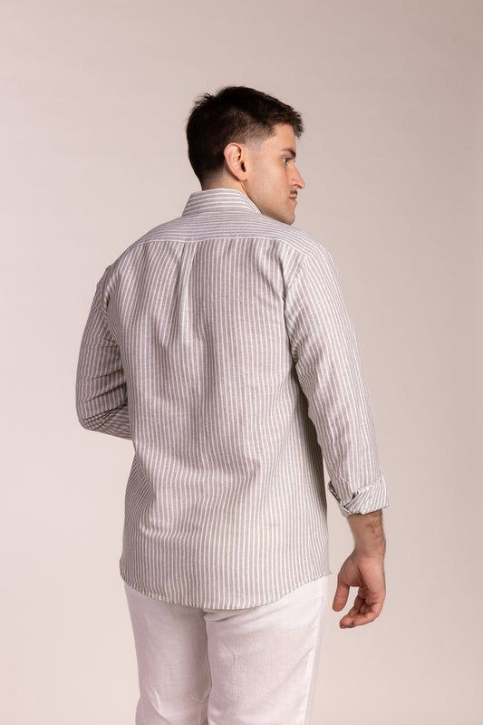 Camisa Lino Raya Kaki | Ubrique