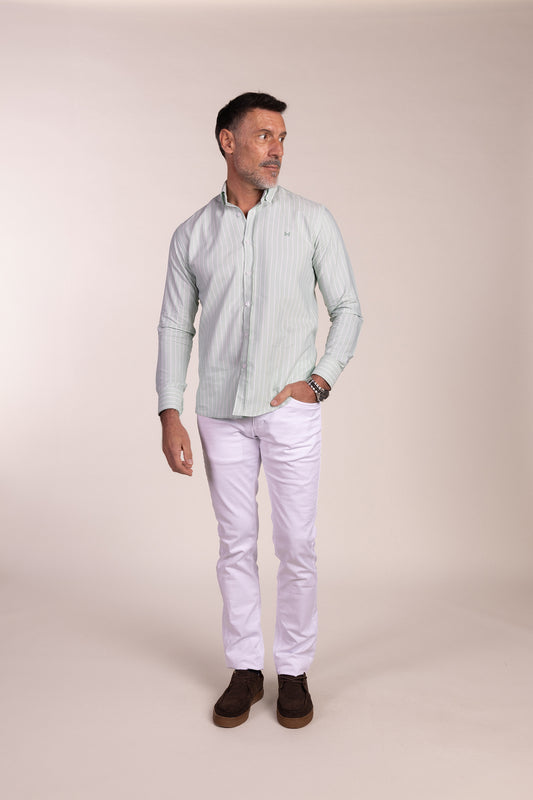 Camisa Rayas Verde Agua | Linares