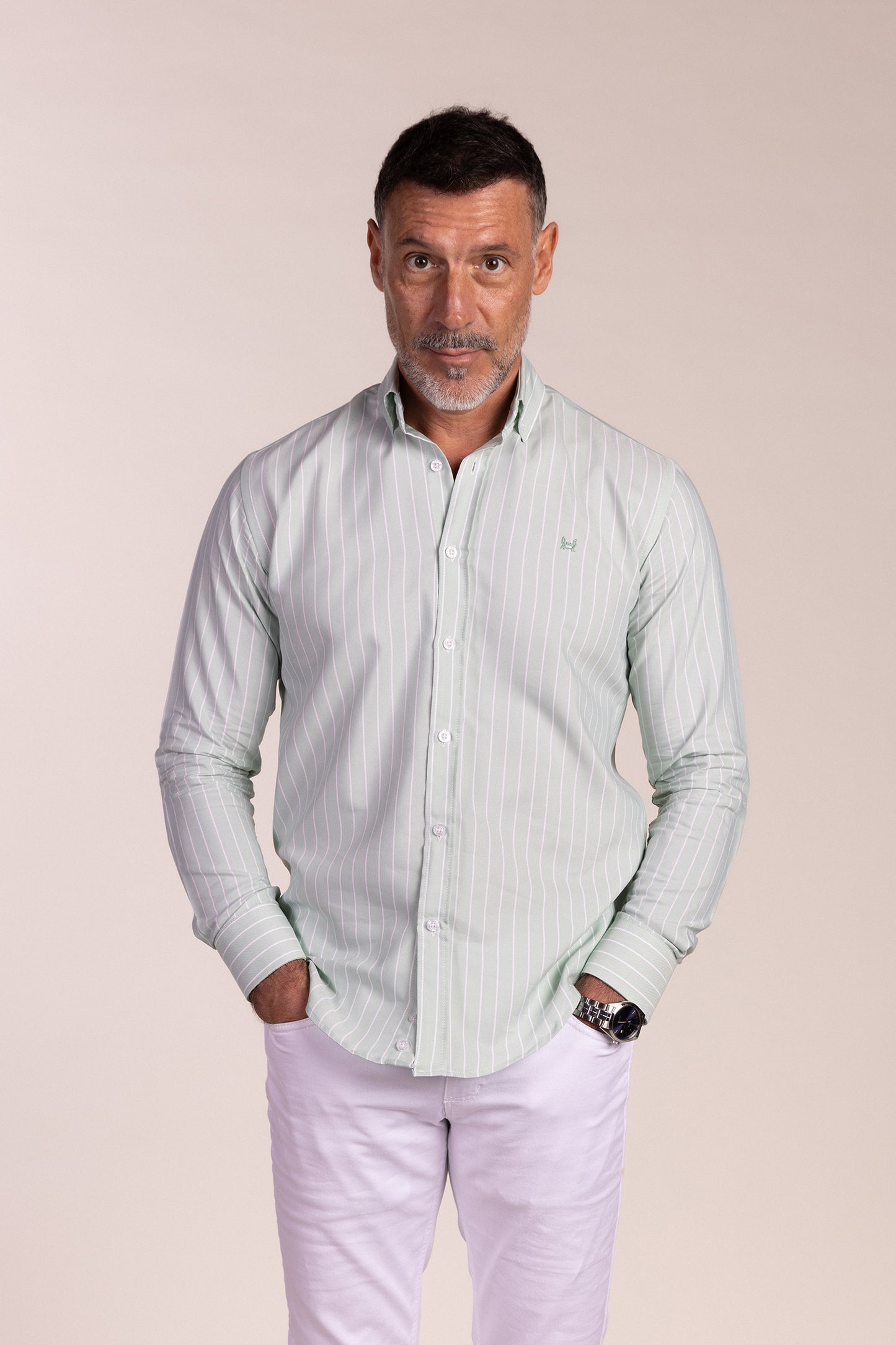 Camisa Rayas Verde Agua | Linares