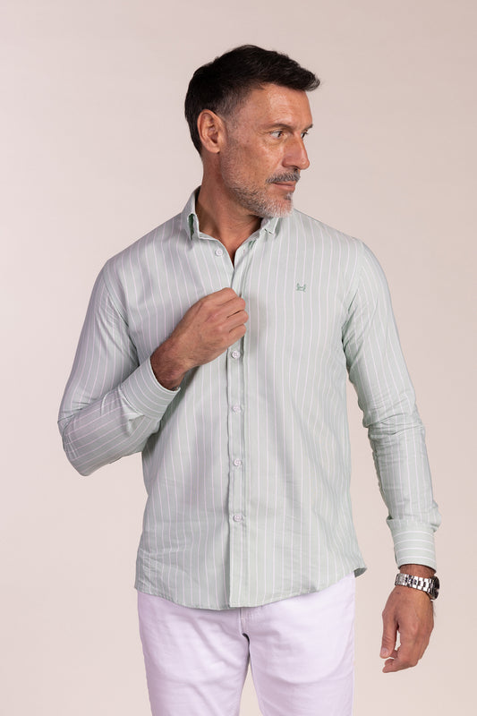 Camisa Rayas Verde Agua | Linares