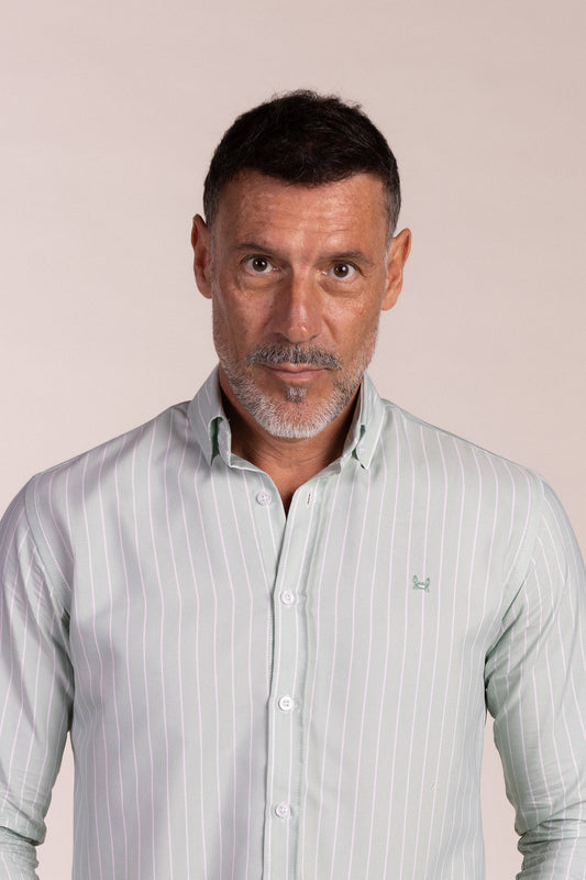 Camisa Rayas Verde Agua | Linares