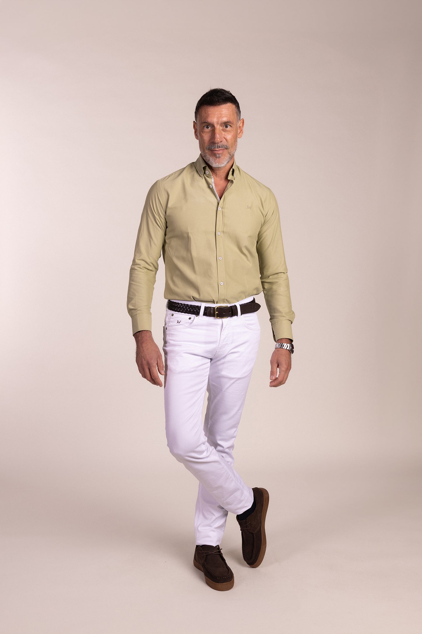Camisa Lisa Oxford Oliva | Ronda