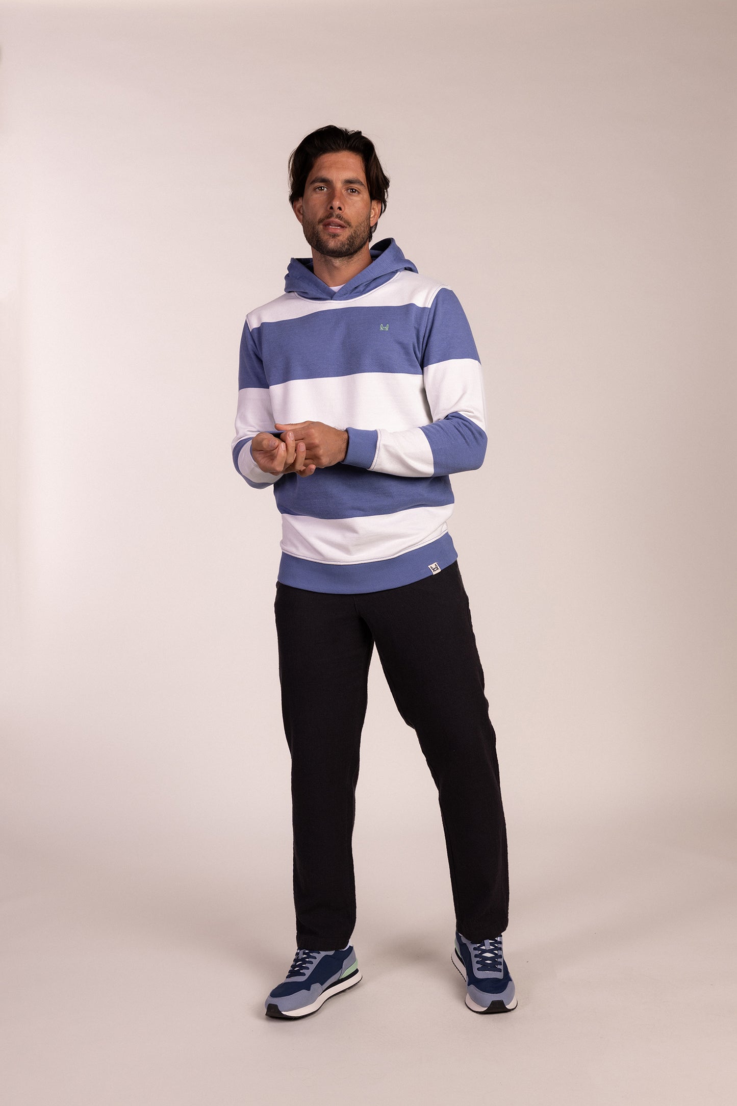 Sudadera Capucha Raya Azul Devin | Milán