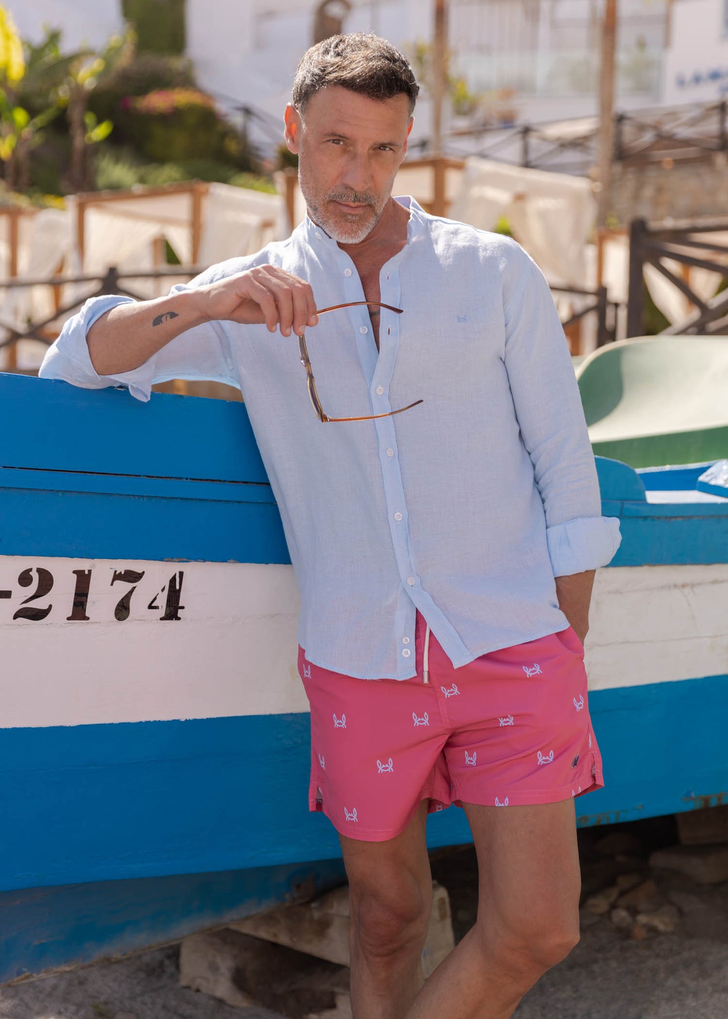 Camisa Lino Mao Celeste | Mallorca