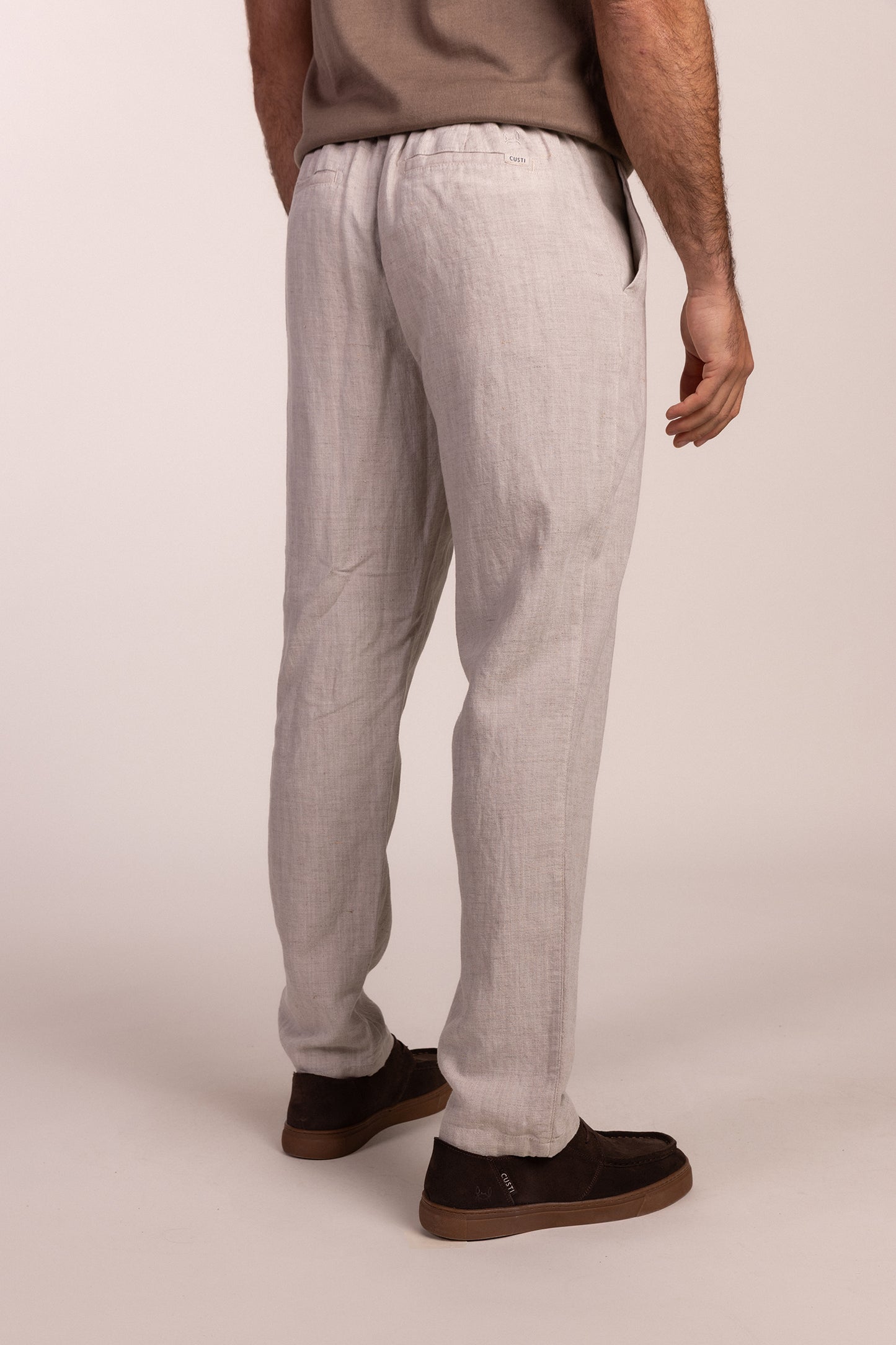 Pantalón Lino Pinzas Beige