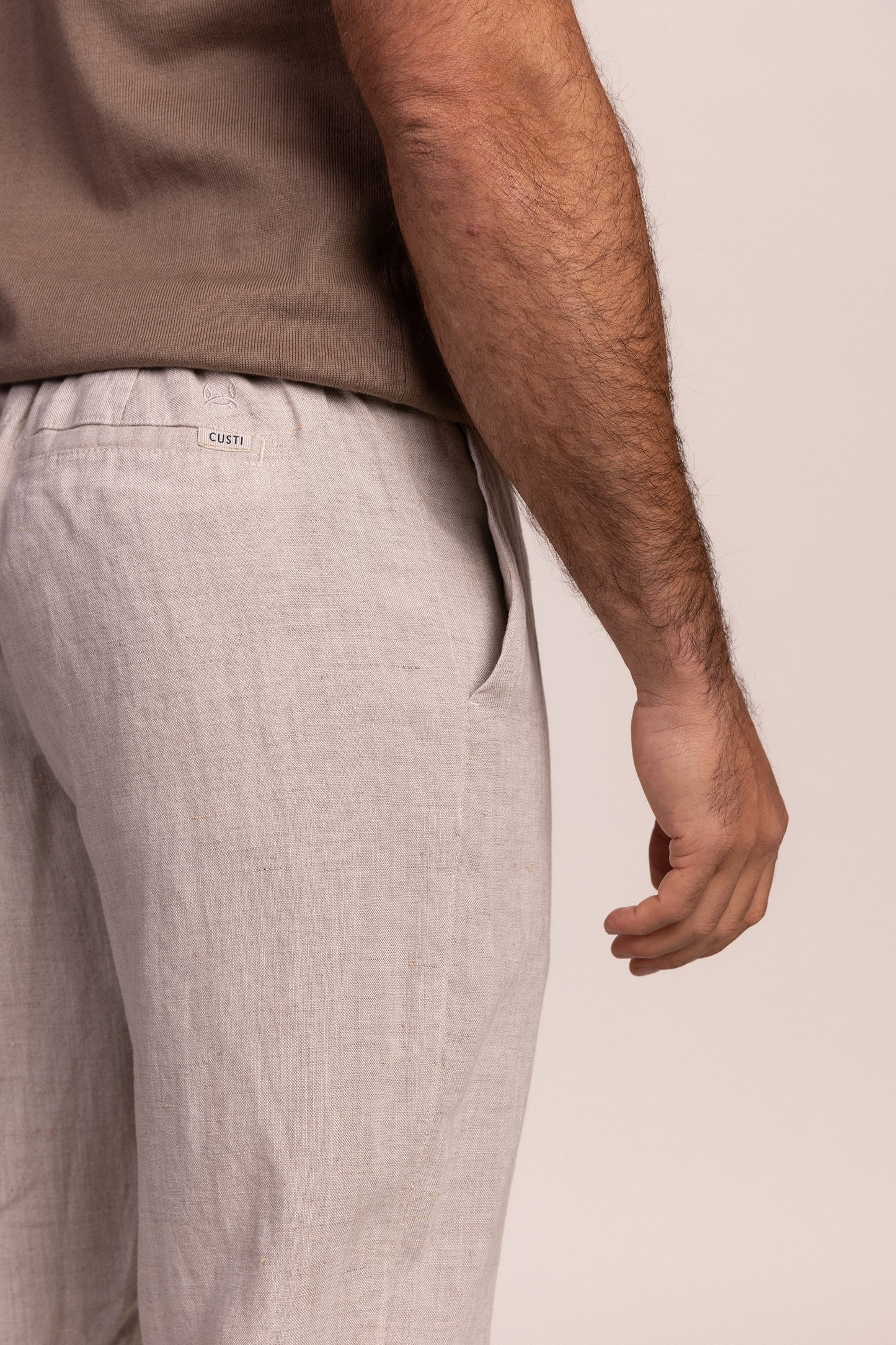 Pantalón Lino Pinzas Beige