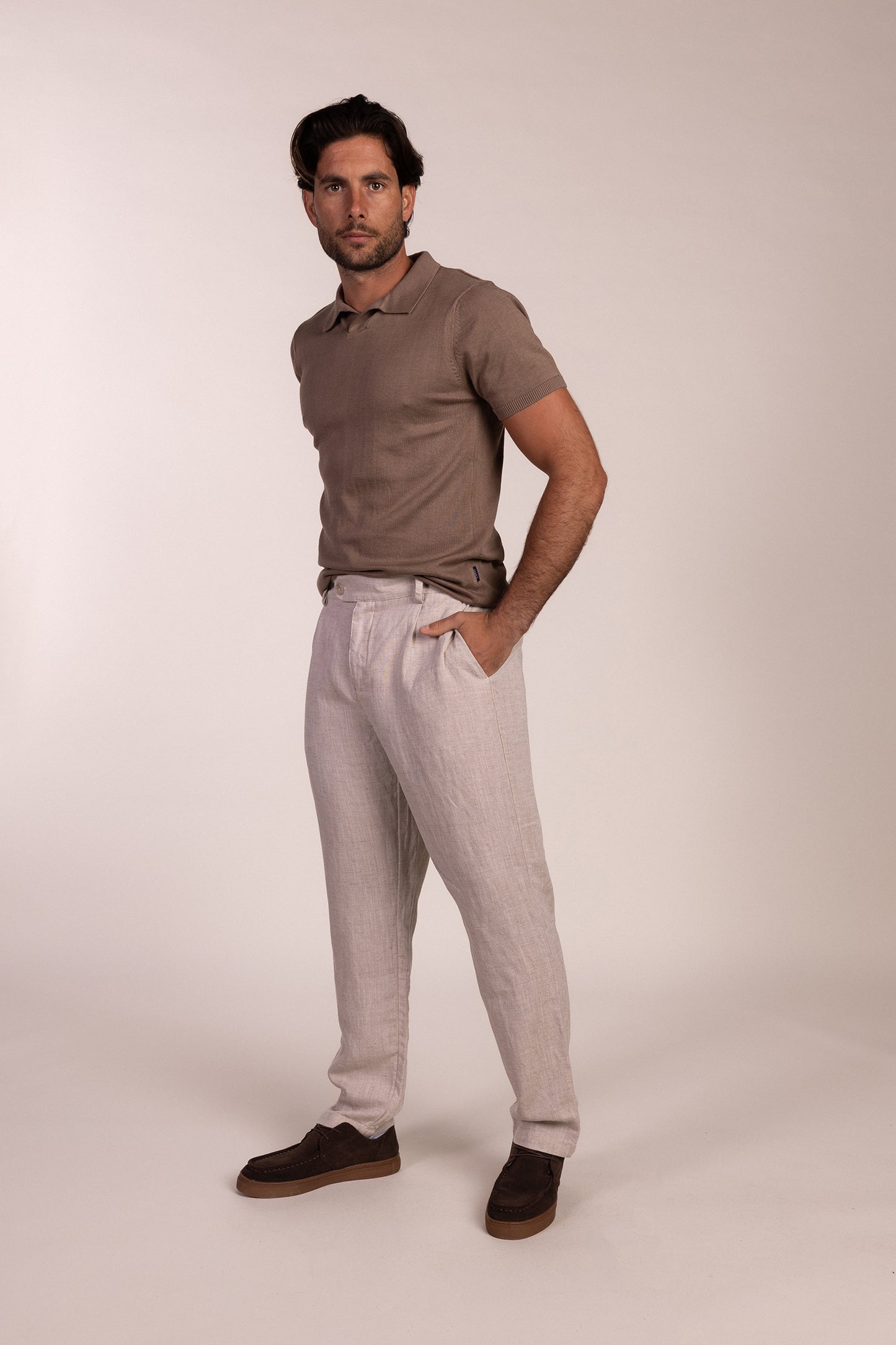Pantalón Lino Pinzas Beige