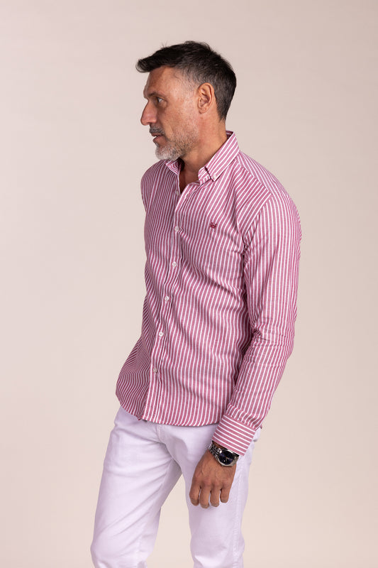 Camisa Rayas Oxford Granate | Sevilla