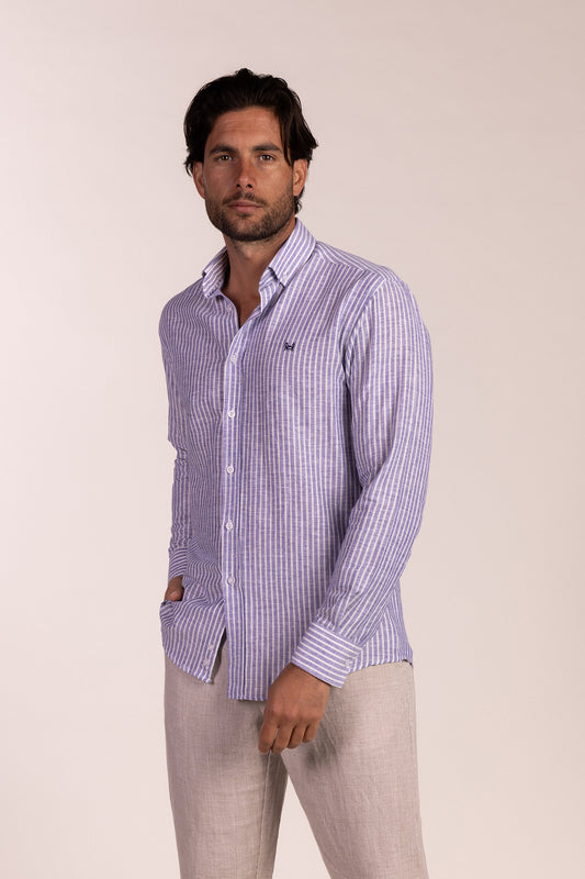 Camisa Lino Raya Marino | Ubrique