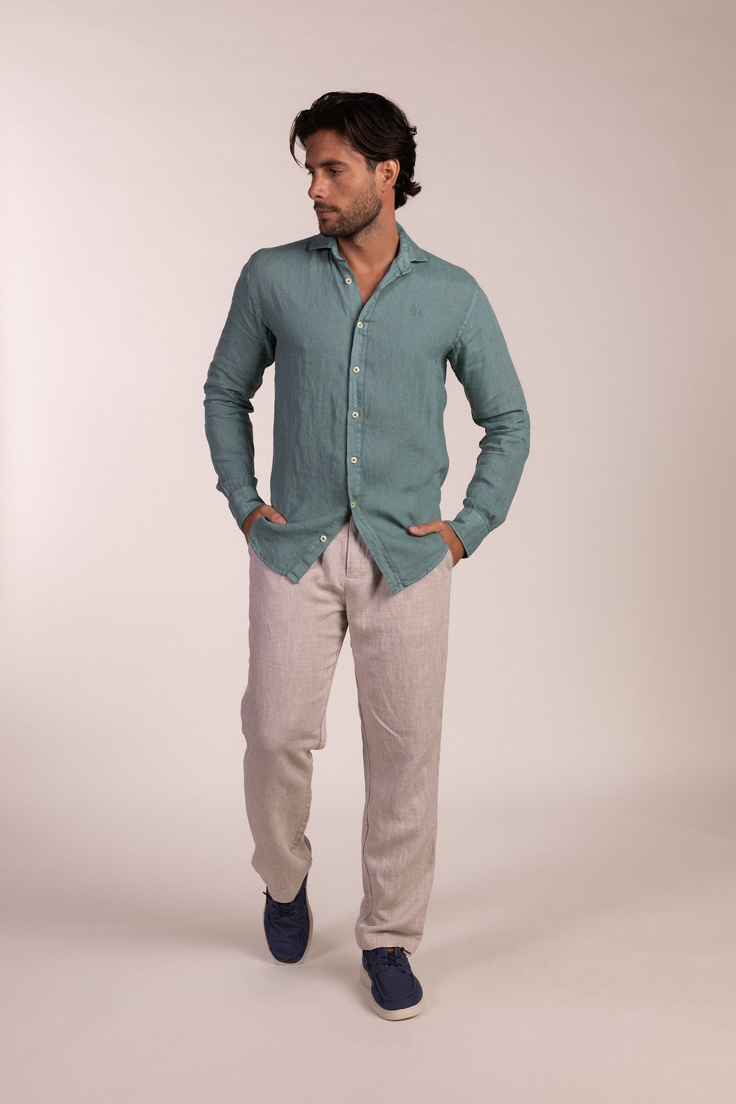 Camisa Lino Verde | Lanzarote