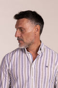 Camisa Lino Multiraya Verde | Coín
