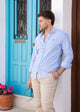 Camisa Lino Raya Azul | Chipiona