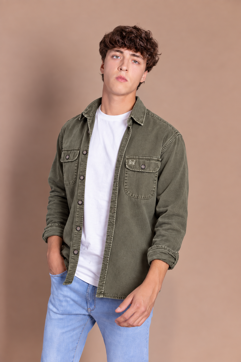 Sobrecamisa Garment Dyed Verde Militar | Zaragoza