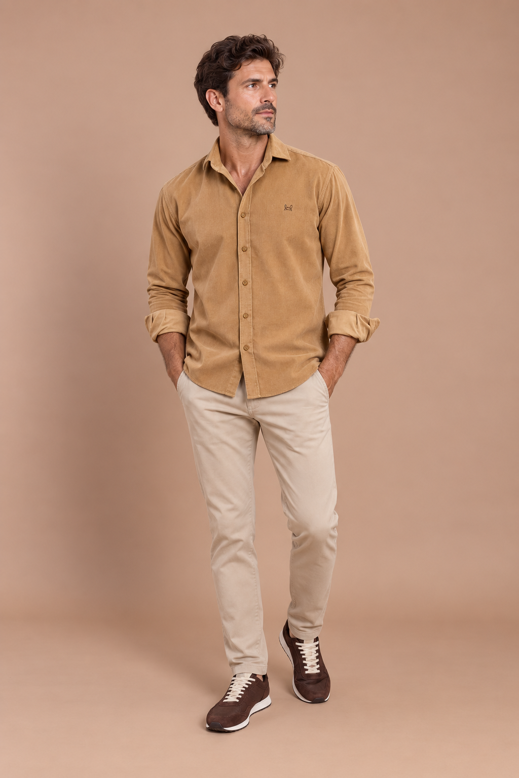 Camisa micropana camel